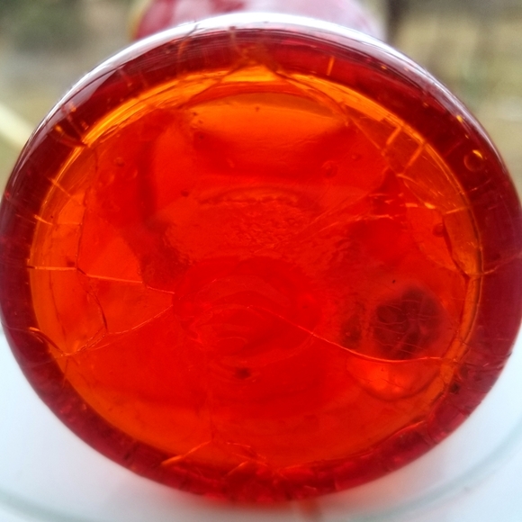 Vintage miniature handblown crackled glass vase pitcher brigh orange with amber - Picture 10 of 12